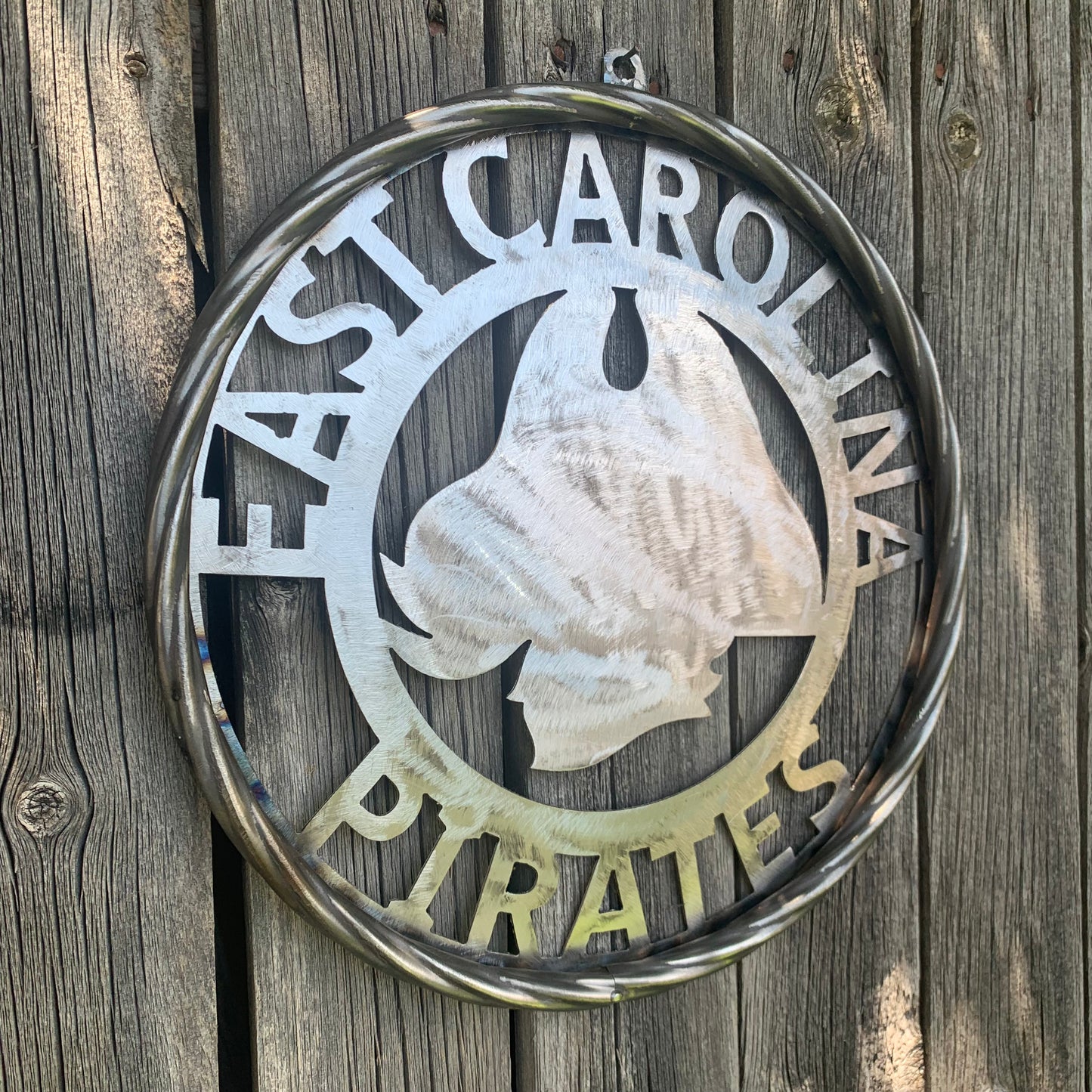 EAST CAROLINA CUSTOM RAW METAL VINTAGE CRAFT WALL ART TEAM SIGN HANDMADE