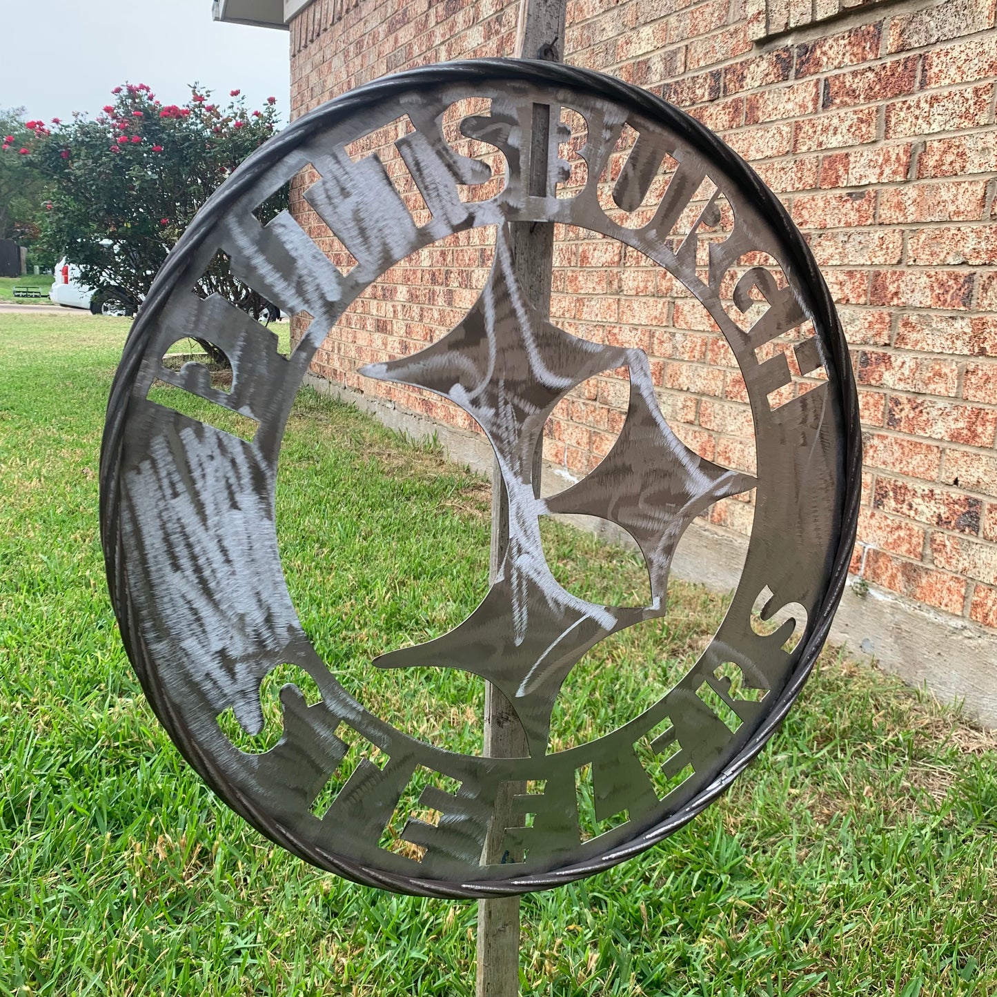 PITTSBURGH STEELERS CUSTOM RAW METAL VINTAGE CRAFT TEAM SIGN HANDMADE