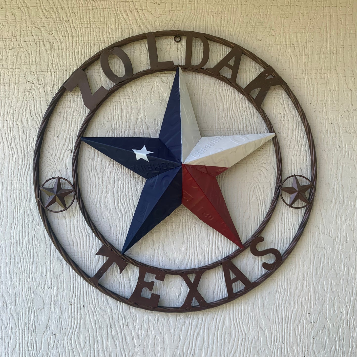 ZOLDAK TEXAS TX LICENSE PLATE STAR STYLE CUSTOM NAME STAR WITH TWISTED ROPE RING METAL WALL ART WESTERN HOME DECOR HANDMADE