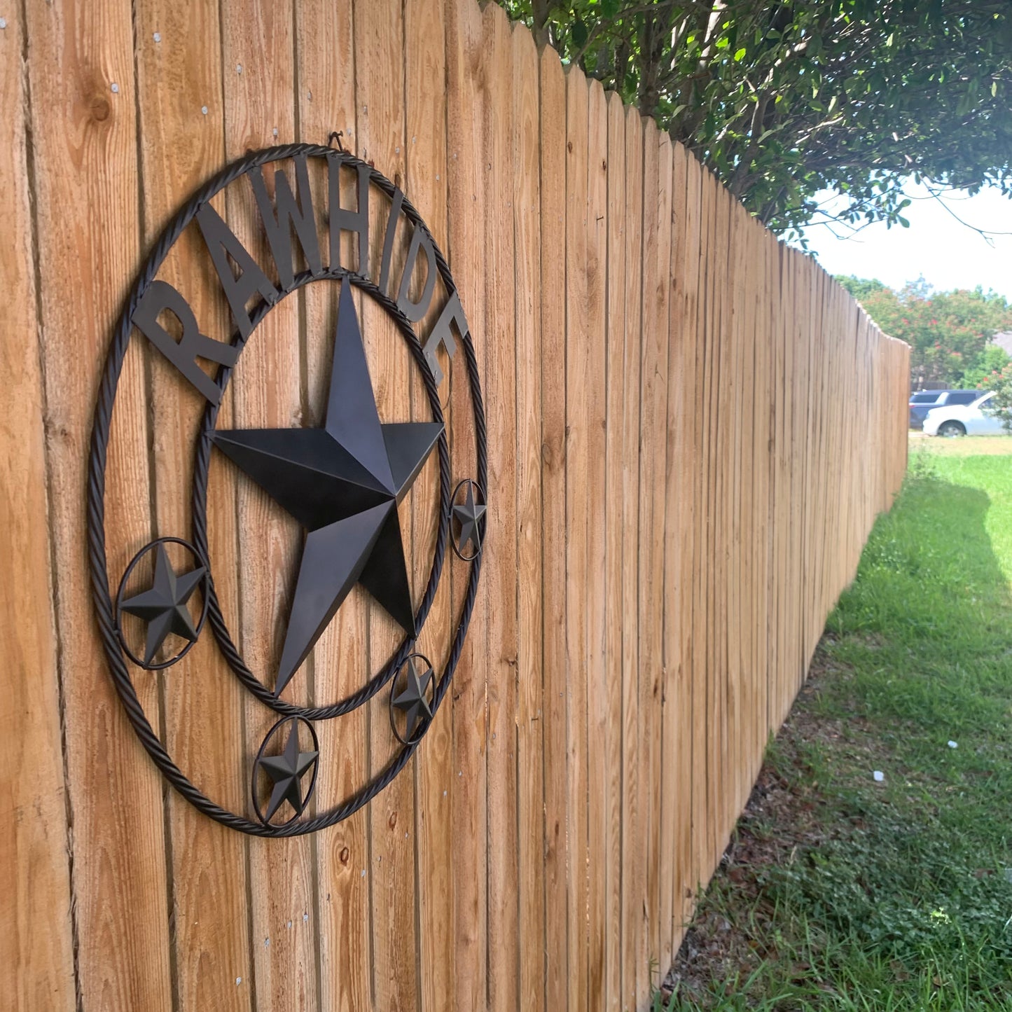 RAWHIDE STYLE CUSTOM STAR RUSTIC BLACK NAME BARN METAL STAR 3d TWISTED ROPE RING WESTERN HOME DECOR HANDMADE