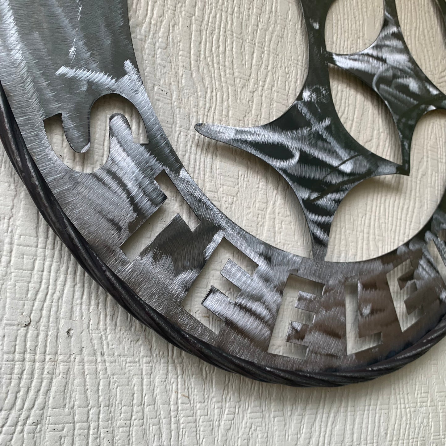PITTSBURGH STEELERS CUSTOM RAW METAL VINTAGE CRAFT TEAM SIGN HANDMADE