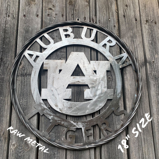 12", 18", 24", 32" AUBURN TIGERS CUSTOM RAW METAL VINTAGE SIGN TEAM WESTERN HOME DECOR HANDMADE