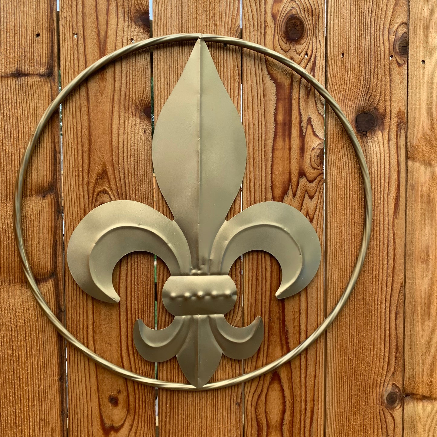 24" GOLD FLEUR DE LIS METAL SIGN WESTERN HOME DECOR HANDMADE NEW ART #EH10149
