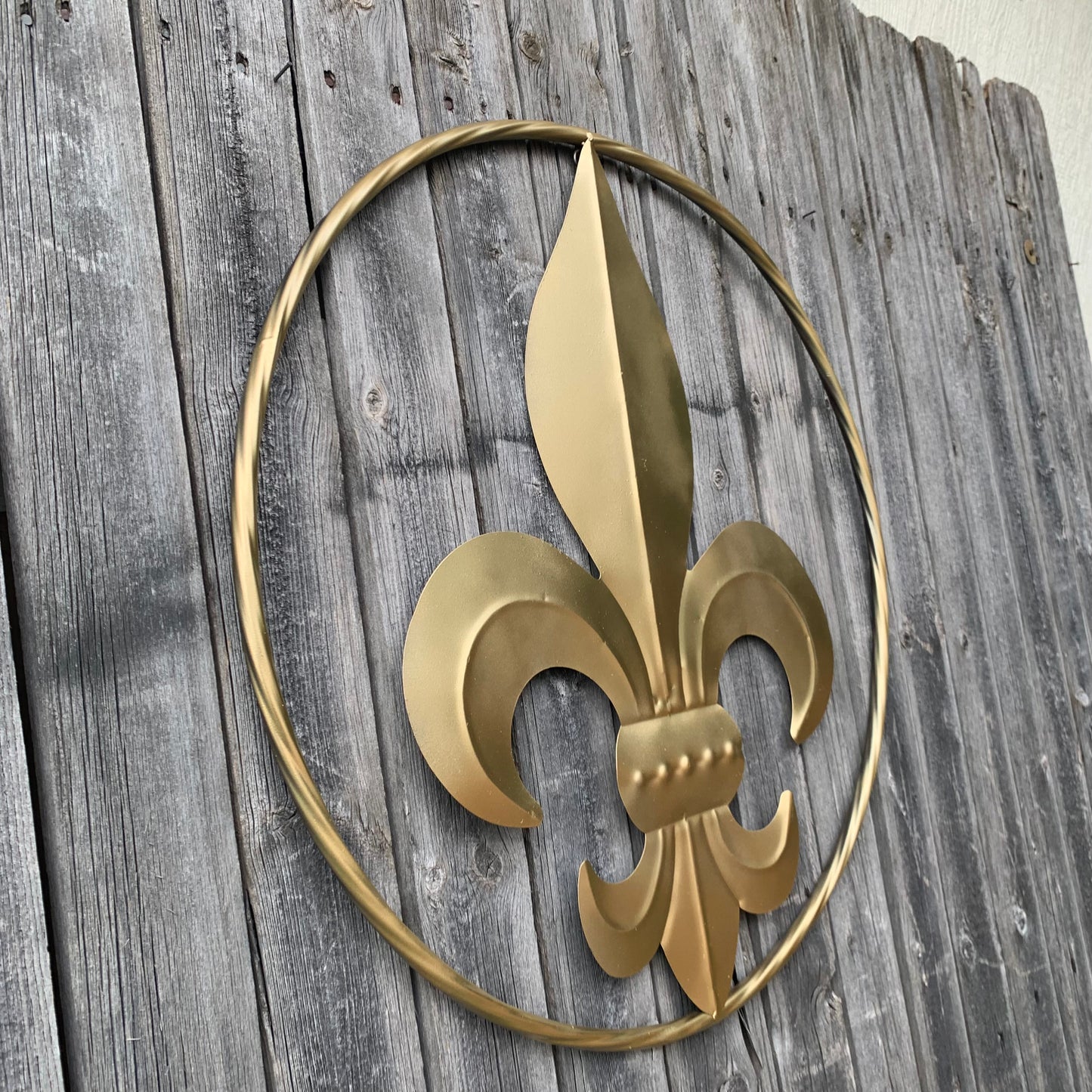 24" GOLD FLEUR DE LIS METAL SIGN WESTERN HOME DECOR HANDMADE NEW ART #EH10149