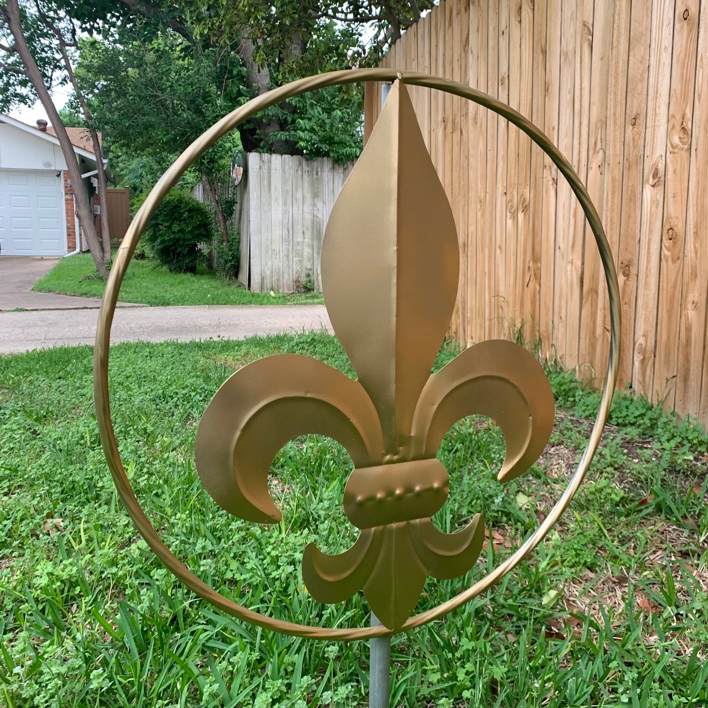 24" GOLD FLEUR DE LIS METAL SIGN WESTERN HOME DECOR HANDMADE NEW ART #EH10149