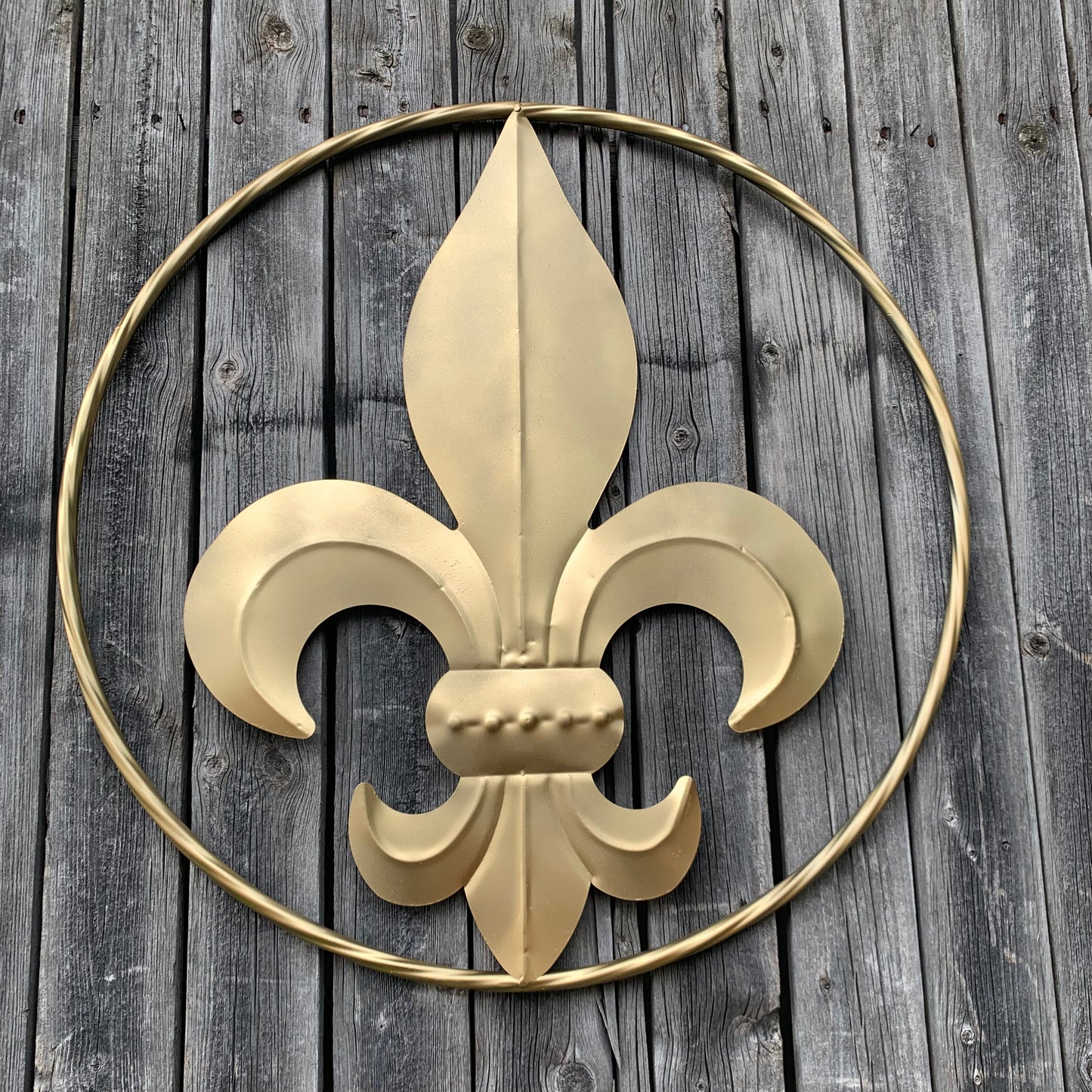 24" GOLD FLEUR DE LIS METAL SIGN WESTERN HOME DECOR HANDMADE NEW ART #EH10149