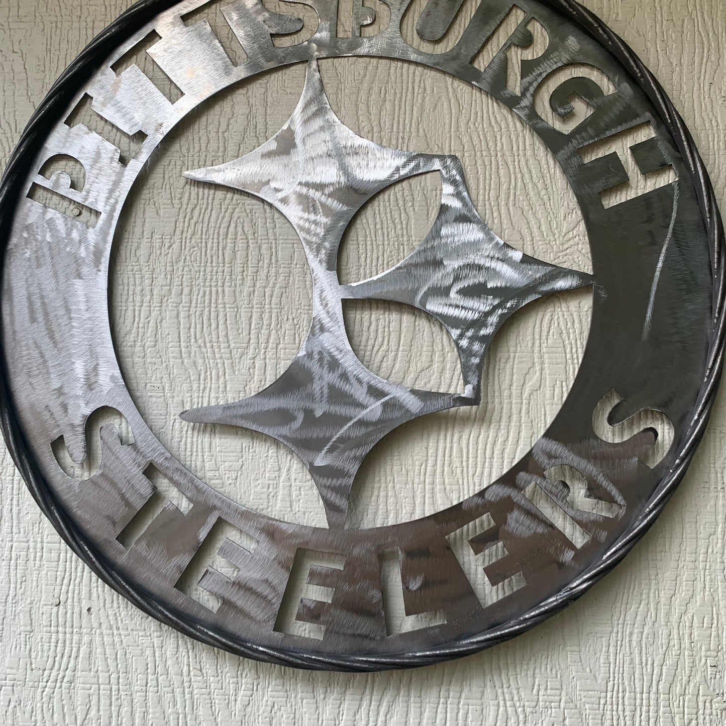 PITTSBURGH STEELERS CUSTOM RAW METAL VINTAGE CRAFT TEAM SIGN HANDMADE