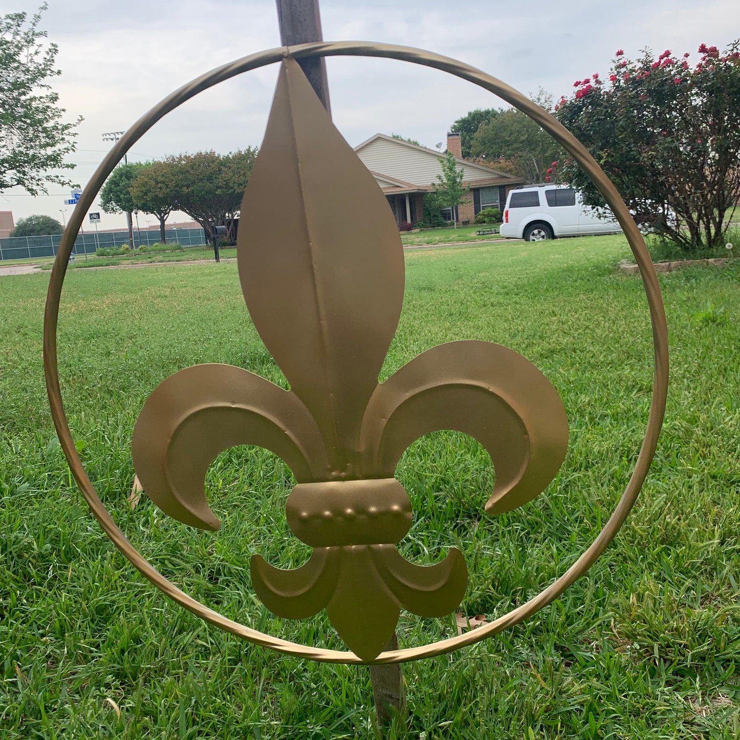 24" GOLD FLEUR DE LIS METAL SIGN WESTERN HOME DECOR HANDMADE NEW ART #EH10149
