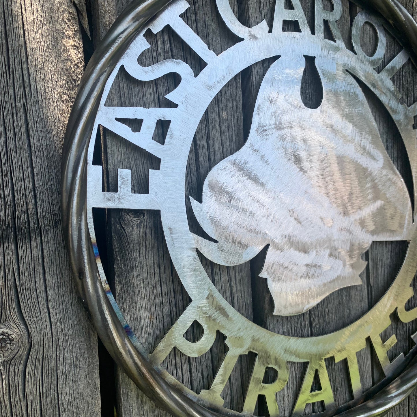 EAST CAROLINA CUSTOM RAW METAL VINTAGE CRAFT WALL ART TEAM SIGN HANDMADE