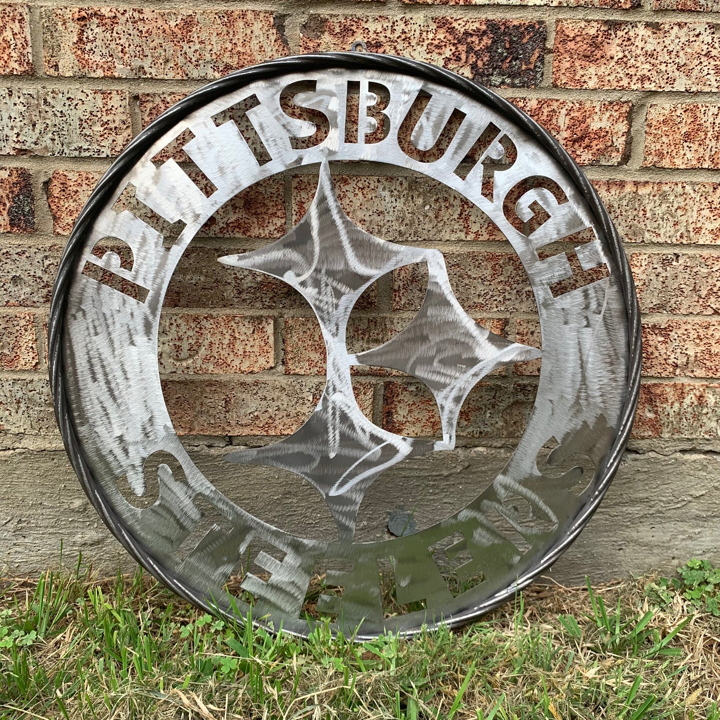 PITTSBURGH STEELERS CUSTOM RAW METAL VINTAGE CRAFT TEAM SIGN HANDMADE