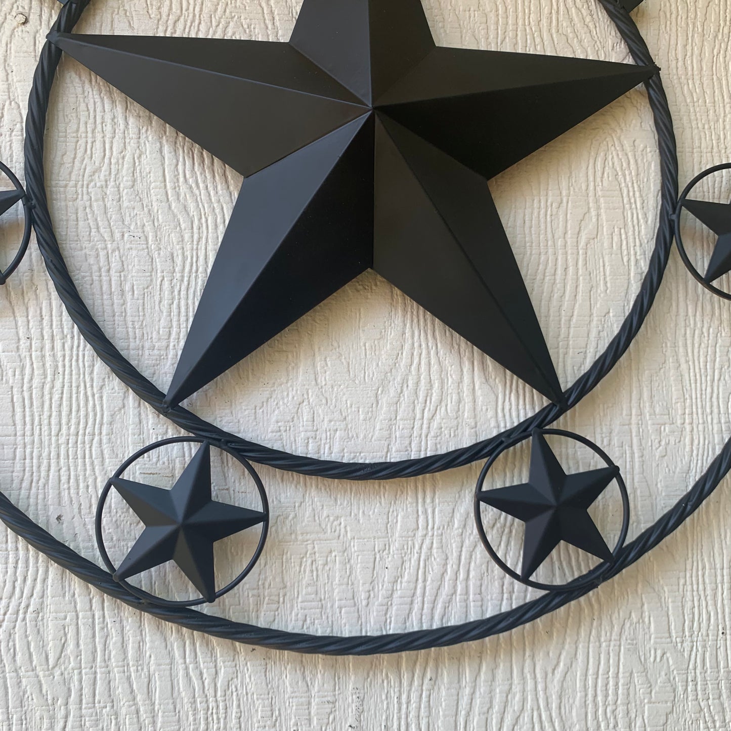 RAWHIDE STYLE CUSTOM STAR RUSTIC BLACK NAME BARN METAL STAR 3d TWISTED ROPE RING WESTERN HOME DECOR HANDMADE