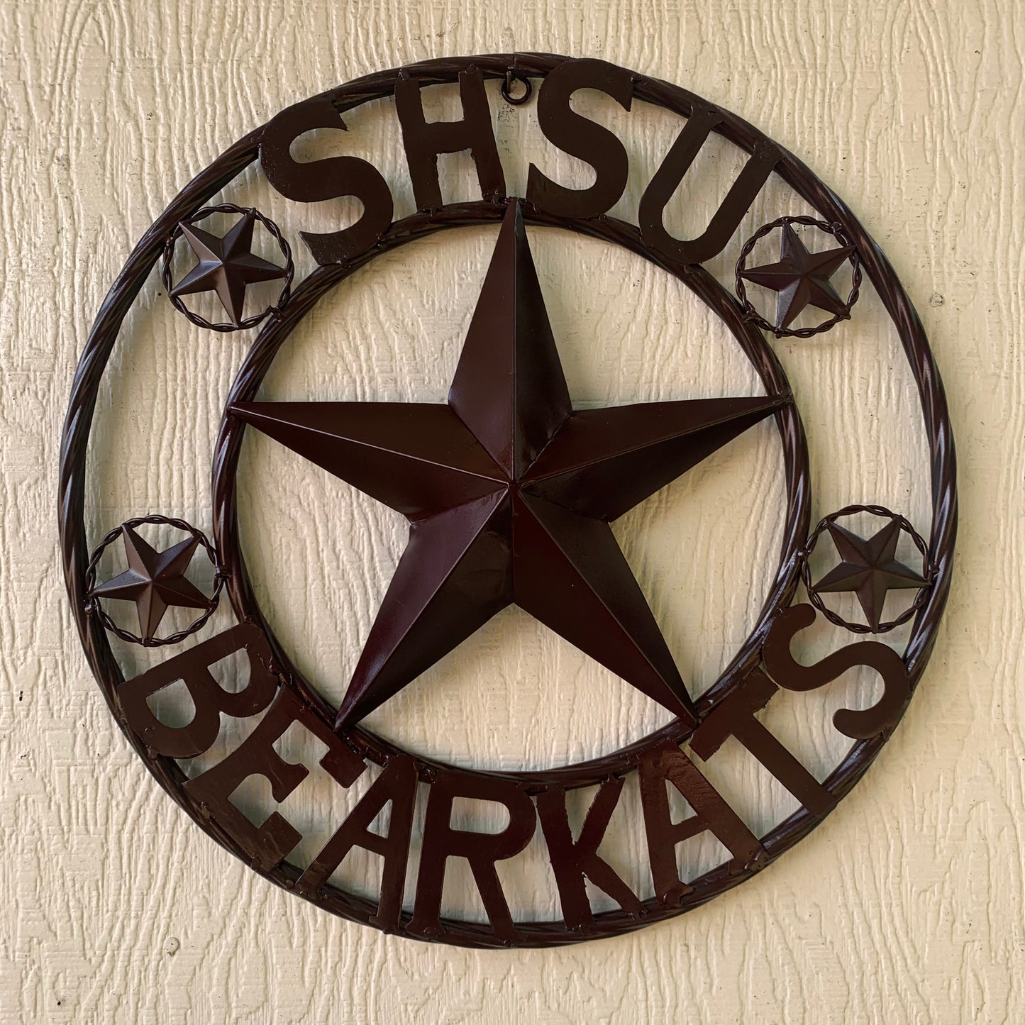 18" SHSU SAM HOUSTON BEARKATS RUSTIC BRONZE COPPER METAL CUSTOM VINTAGE CRAFT RUSTIC BROWN TEAM STAR HANDMADE