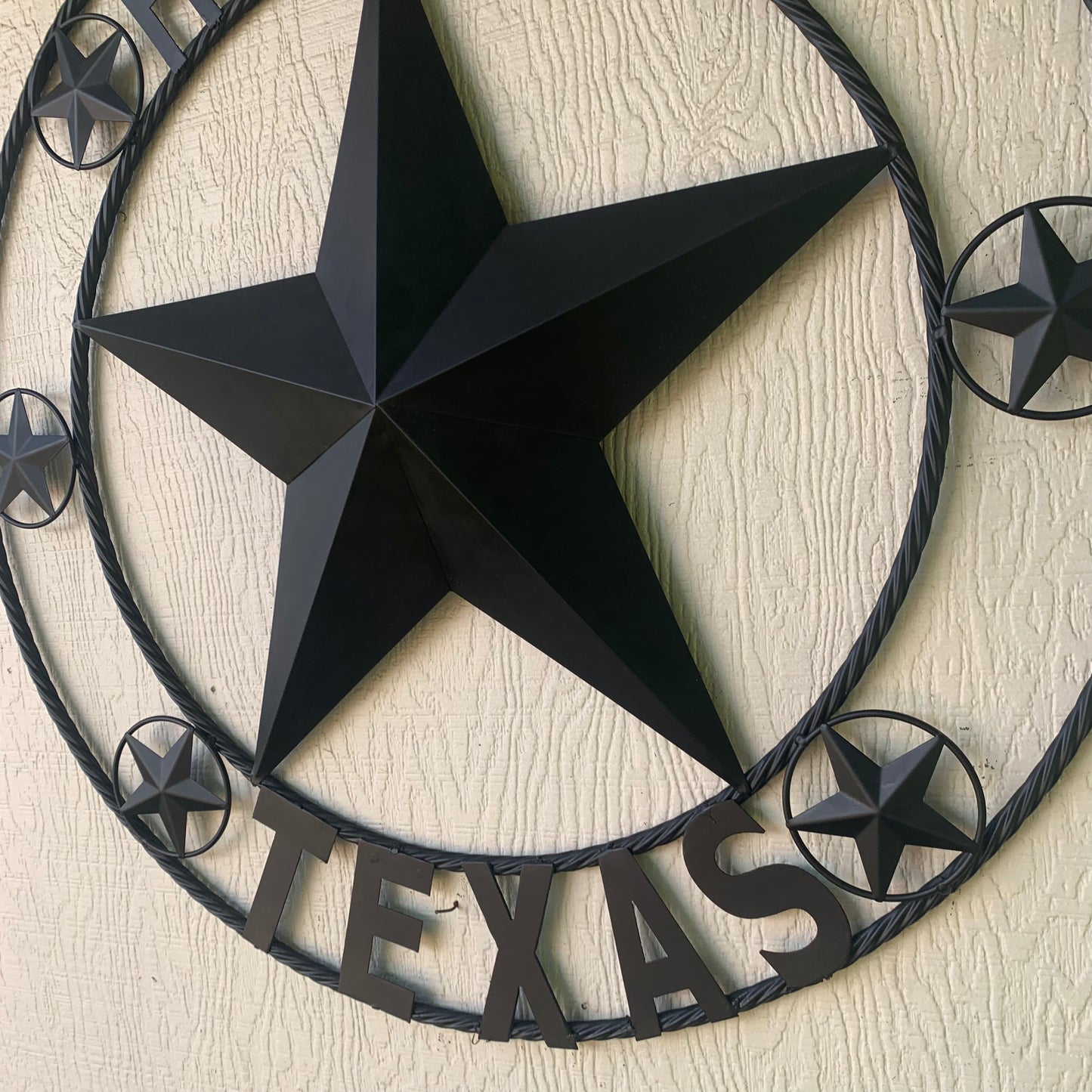 HEATH TEXAS STYLE CUSTOM STAR NAME BARN METAL STAR 3d TWISTED ROPE RING WESTERN HOME DECOR HANDMADE RUSTIC BLACK 24",32",34",36",40",42",44",46",50"