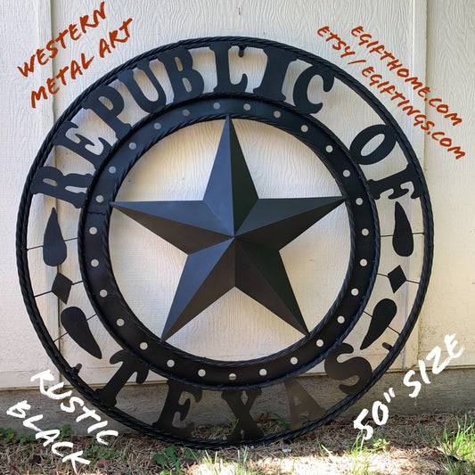 REPUBLIC OF TEXAS 3d STAR CUSTOM RUSTIC BLACK METAL VINTAGE CRAFT WESTERN HOME DECOR HANDMADE NEW ART