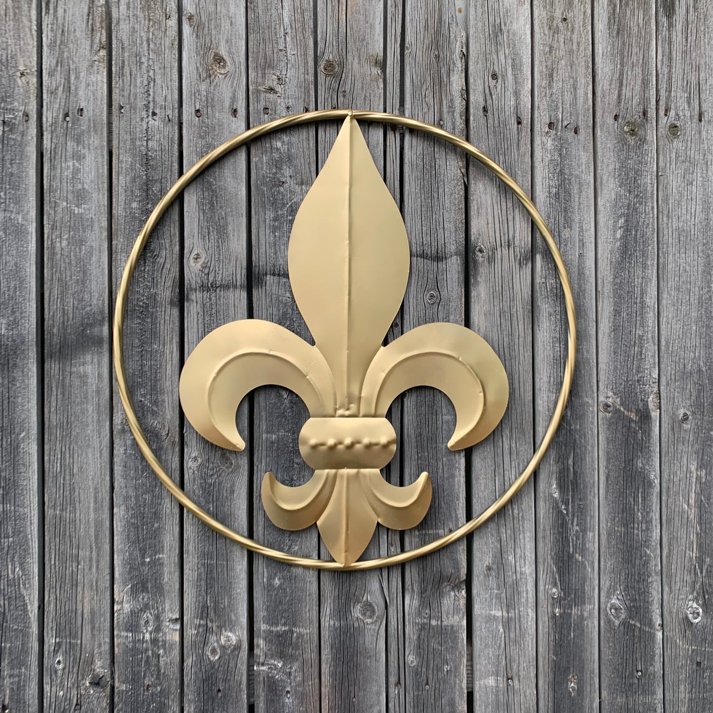 24" GOLD FLEUR DE LIS METAL SIGN WESTERN HOME DECOR HANDMADE NEW ART #EH10149