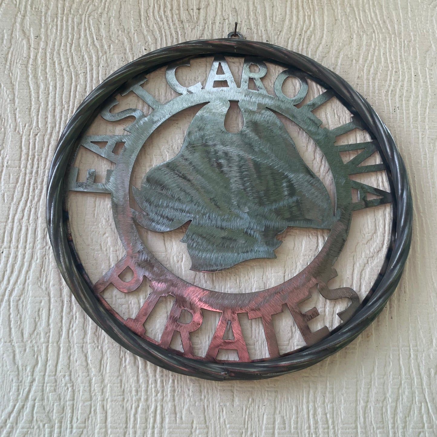 EAST CAROLINA CUSTOM RAW METAL VINTAGE CRAFT WALL ART TEAM SIGN HANDMADE