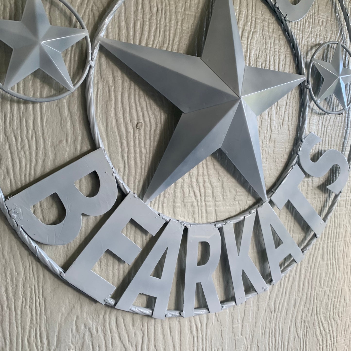 24",32" SHSU SAM HOUSTON BEARKATS RUSTIC WHITE METAL CUSTOM VINTAGE CRAFT RUSTIC BLACK TEAM STAR HANDMADE