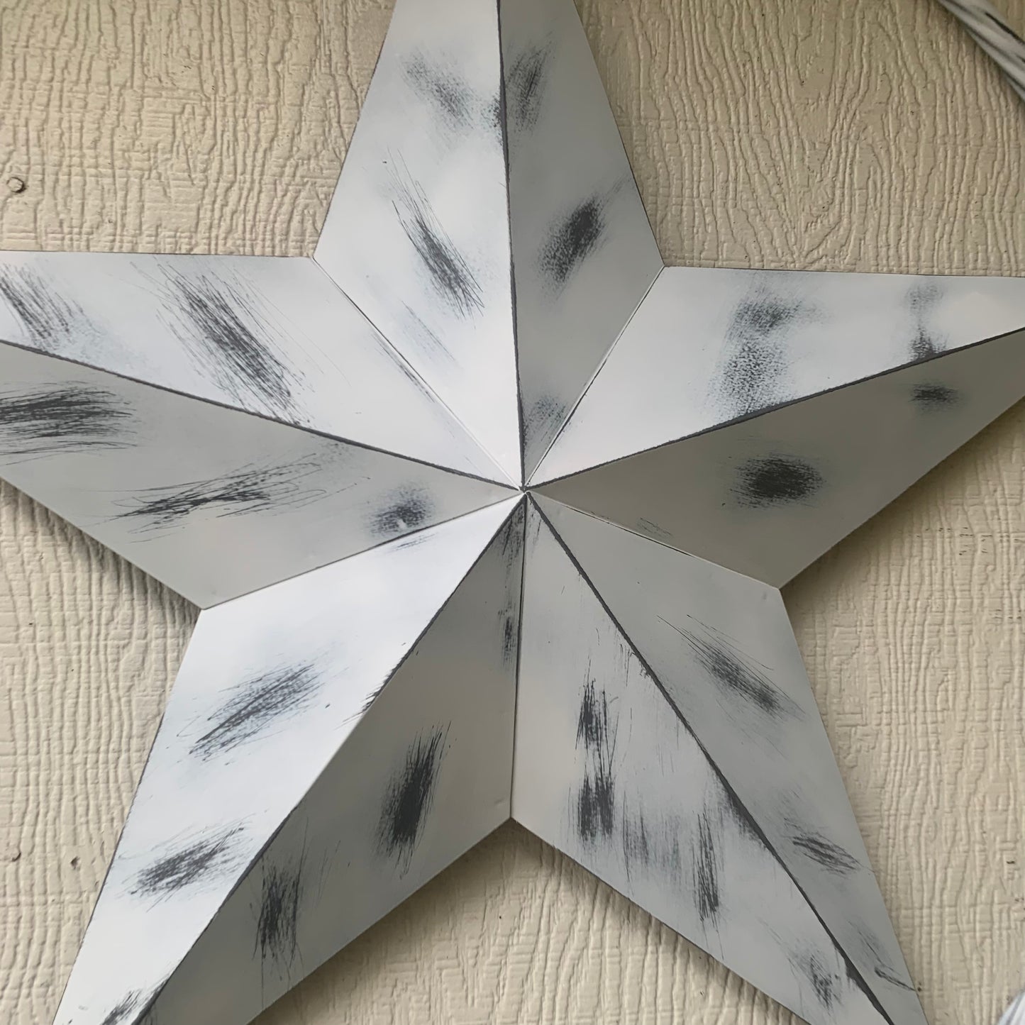 WHITE DISTRESSED STAR STYLE# 1 RUSTIC BARN LONE STAR ROPE RING METAL WALL ART