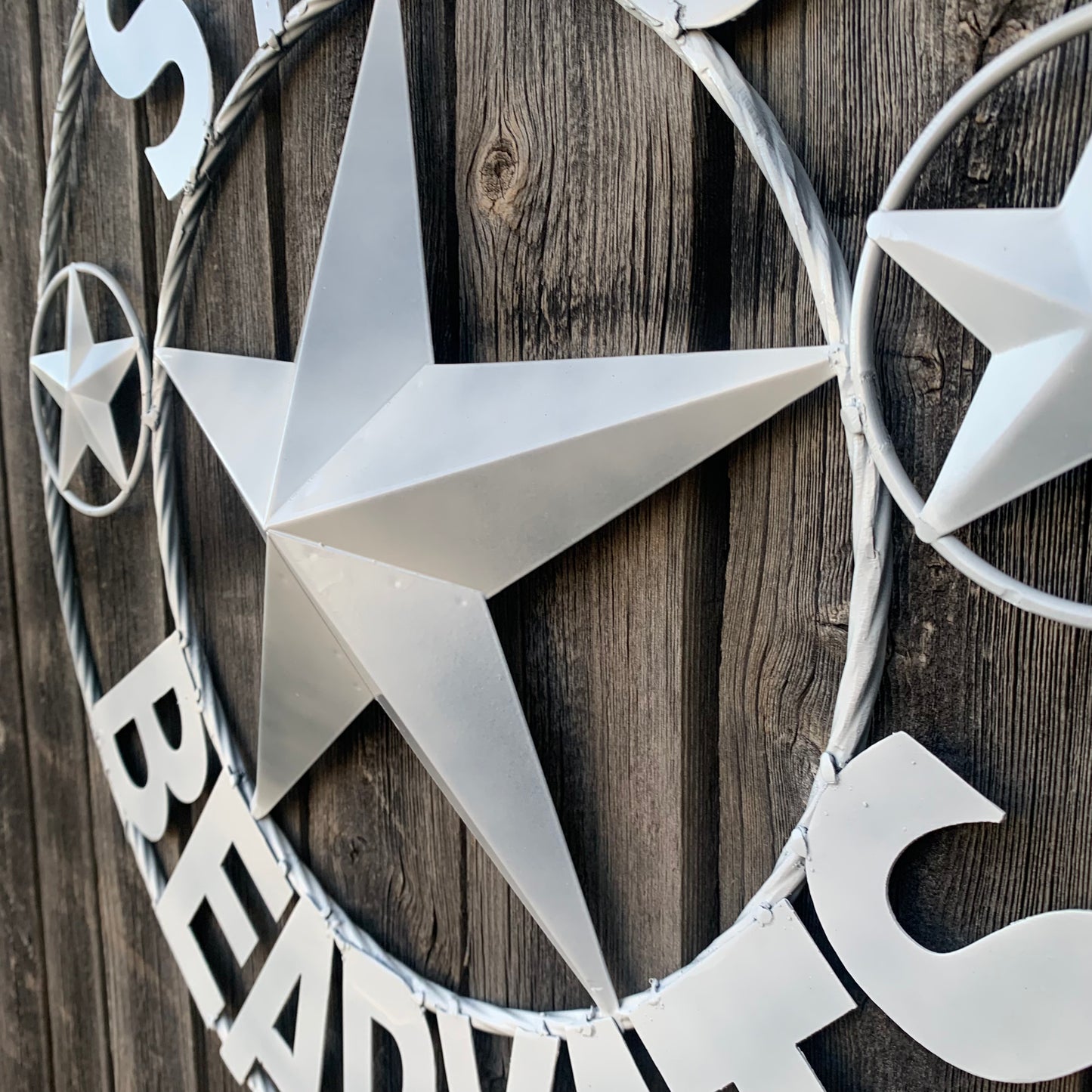 24",32" SHSU SAM HOUSTON BEARKATS RUSTIC WHITE METAL CUSTOM VINTAGE CRAFT RUSTIC BLACK TEAM STAR HANDMADE
