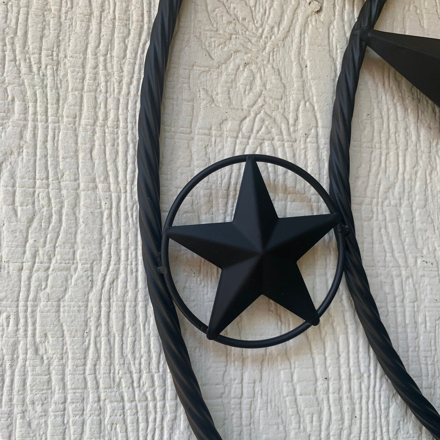 RAWHIDE STYLE CUSTOM STAR RUSTIC BLACK NAME BARN METAL STAR 3d TWISTED ROPE RING WESTERN HOME DECOR HANDMADE