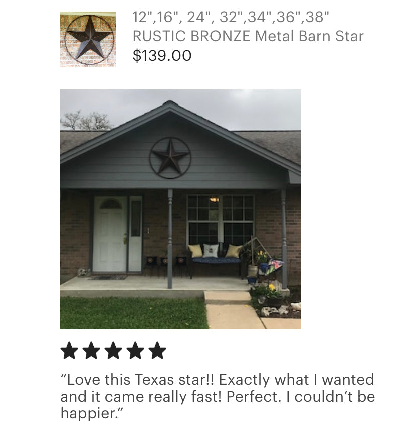 36" RUSTIC BRONZE COPPER BARN STAR METAL LONE STAR TWISTED ROPE RING WALL ART WESTERN HOME DECOR HANDMADE NEW #EH10011