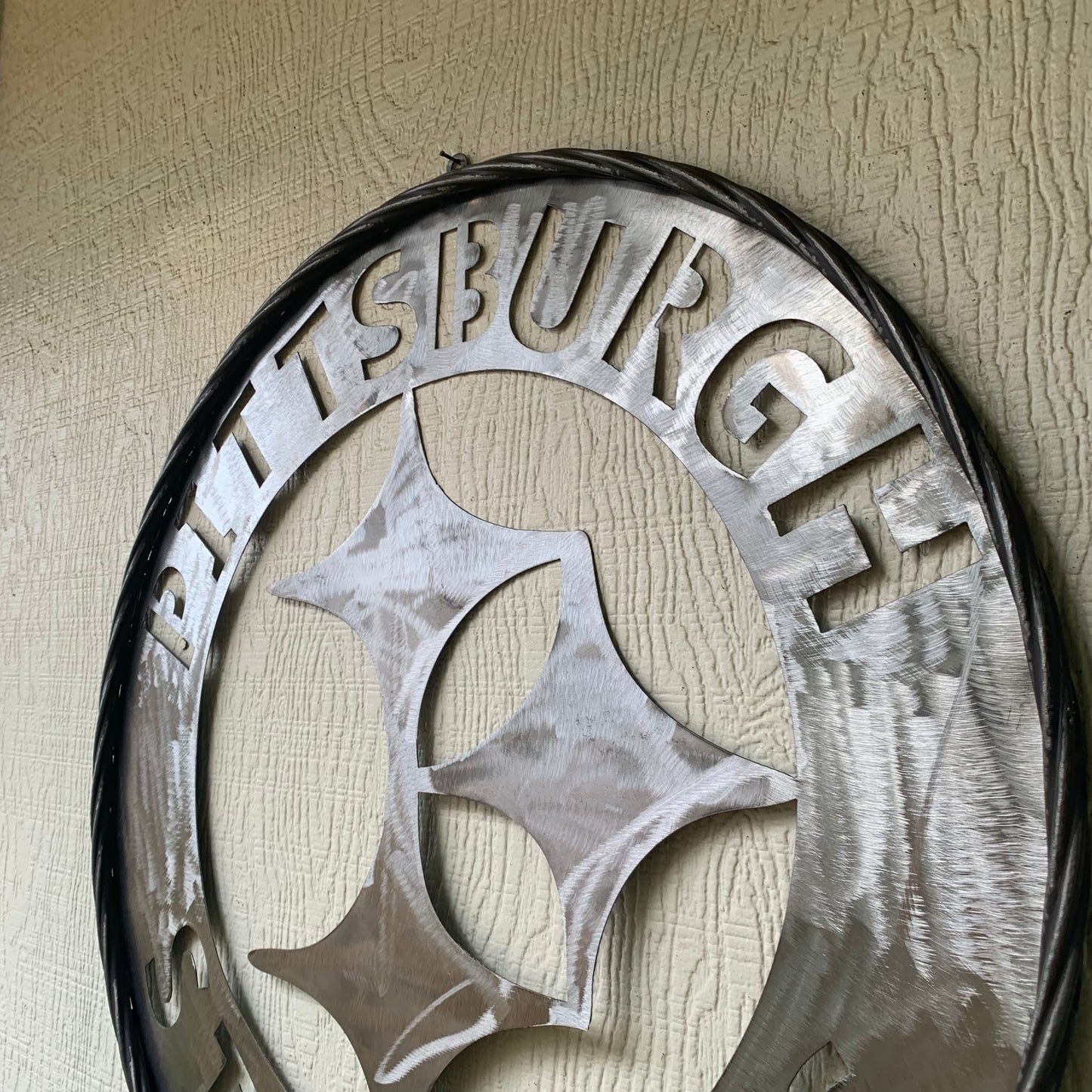 PITTSBURGH STEELERS CUSTOM RAW METAL VINTAGE CRAFT TEAM SIGN HANDMADE