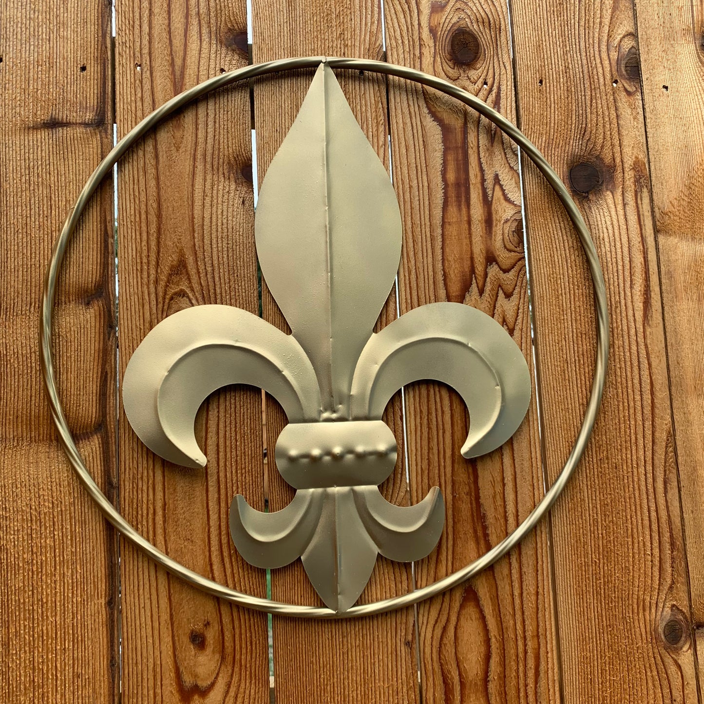 24" GOLD FLEUR DE LIS METAL SIGN WESTERN HOME DECOR HANDMADE NEW ART #EH10149