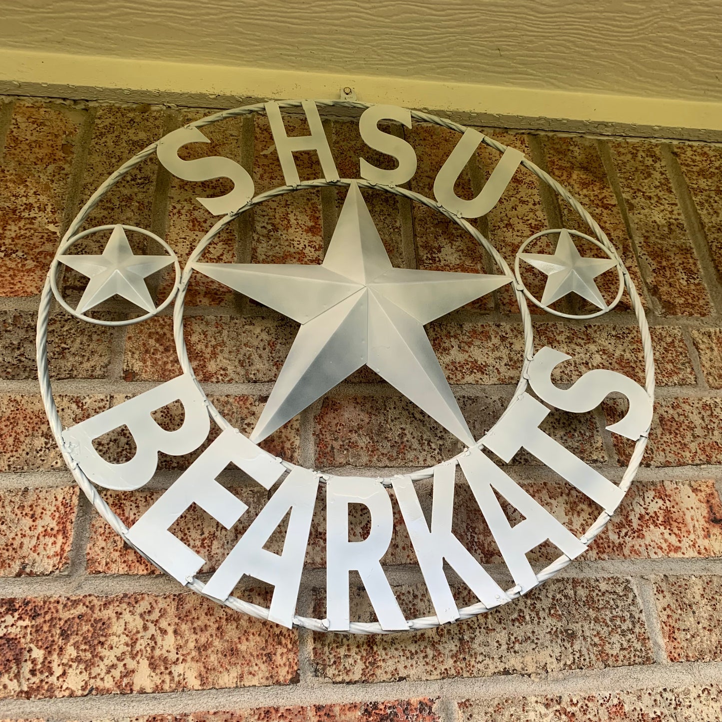 24",32" SHSU SAM HOUSTON BEARKATS RUSTIC WHITE METAL CUSTOM VINTAGE CRAFT RUSTIC BLACK TEAM STAR HANDMADE