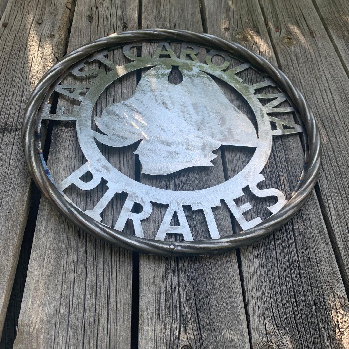 EAST CAROLINA CUSTOM RAW METAL VINTAGE CRAFT WALL ART TEAM SIGN HANDMADE