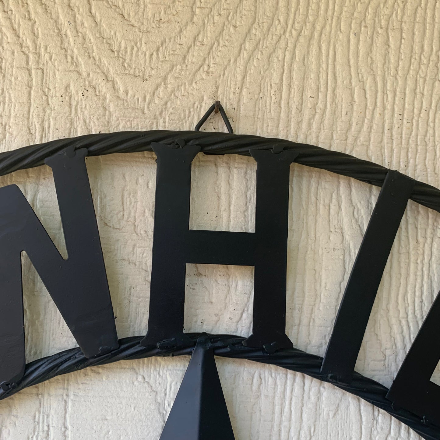 RAWHIDE STYLE CUSTOM STAR RUSTIC BLACK NAME BARN METAL STAR 3d TWISTED ROPE RING WESTERN HOME DECOR HANDMADE