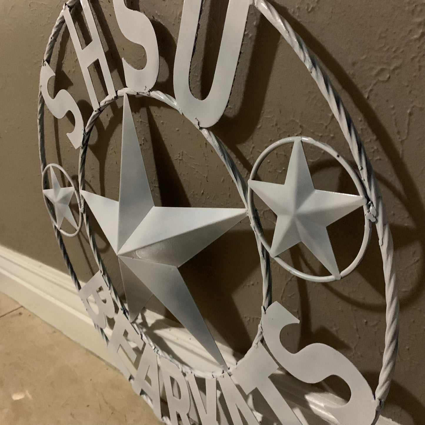 24",32" SHSU SAM HOUSTON BEARKATS RUSTIC WHITE METAL CUSTOM VINTAGE CRAFT RUSTIC BLACK TEAM STAR HANDMADE