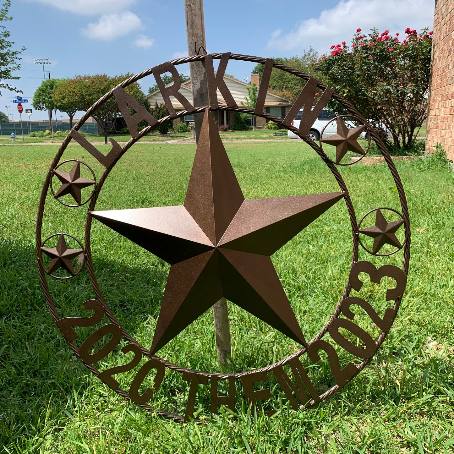 LARKIN STYLE CUSTOM STAR NAME BARN METAL STAR 3d TWISTED ROPE RING WESTERN HOME DECOR RUSTIC  BRONZE HANDMADE 24",32",34",36",40",42",44",46",50"