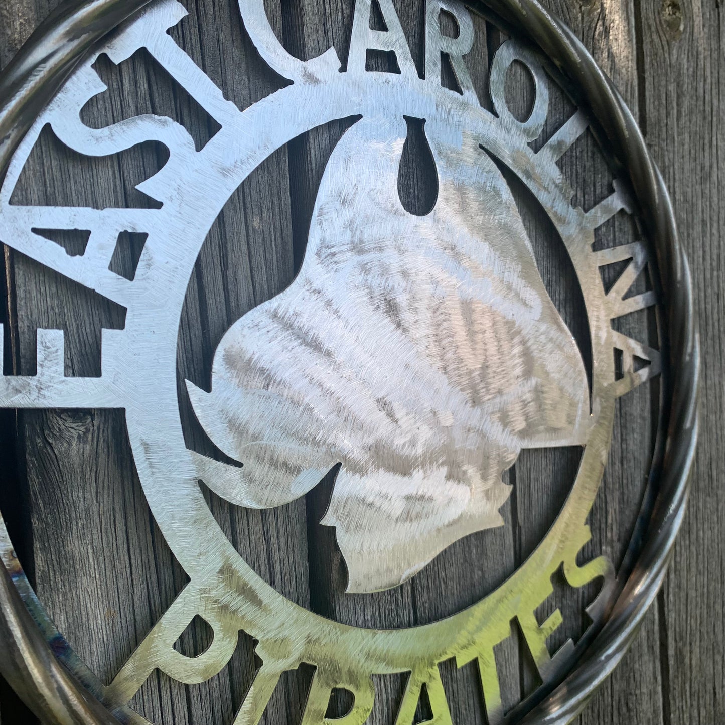 EAST CAROLINA CUSTOM RAW METAL VINTAGE CRAFT WALL ART TEAM SIGN HANDMADE