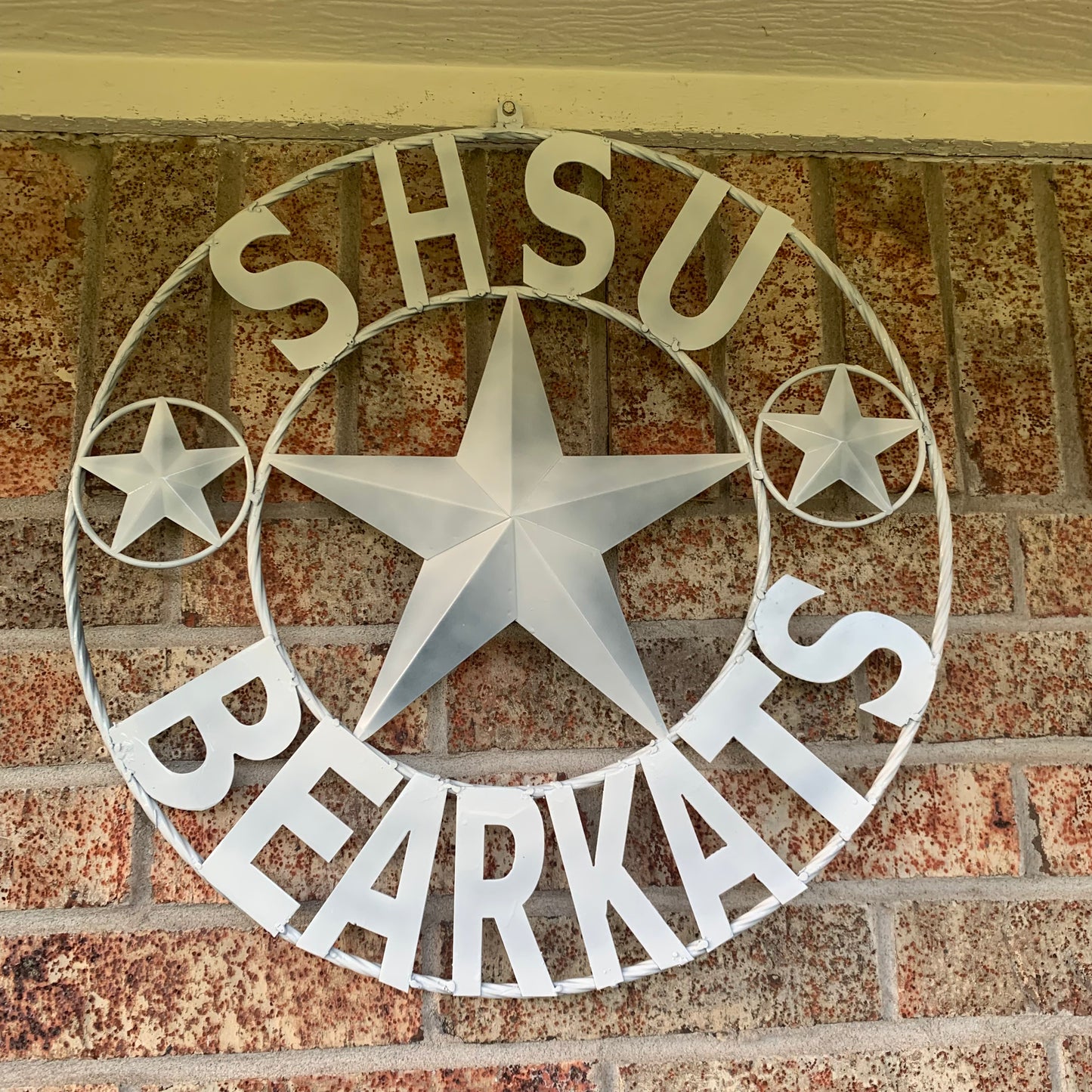 24",32" SHSU SAM HOUSTON BEARKATS RUSTIC WHITE METAL CUSTOM VINTAGE CRAFT RUSTIC BLACK TEAM STAR HANDMADE