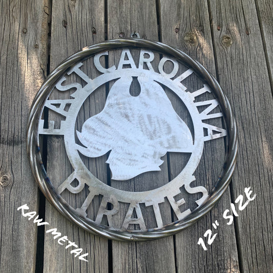 EAST CAROLINA CUSTOM RAW METAL VINTAGE CRAFT WALL ART TEAM SIGN HANDMADE