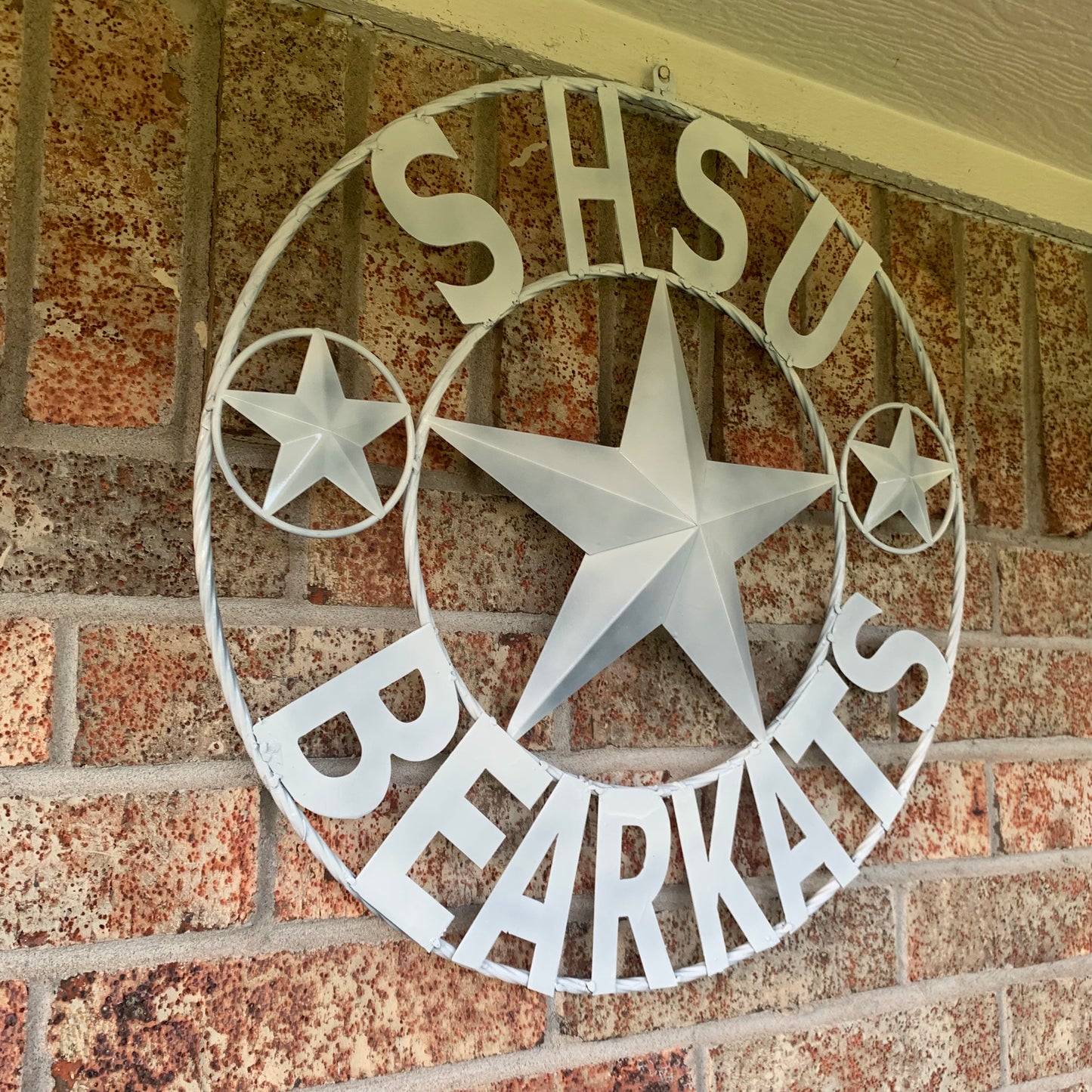 24",32" SHSU SAM HOUSTON BEARKATS RUSTIC WHITE METAL CUSTOM VINTAGE CRAFT RUSTIC BLACK TEAM STAR HANDMADE