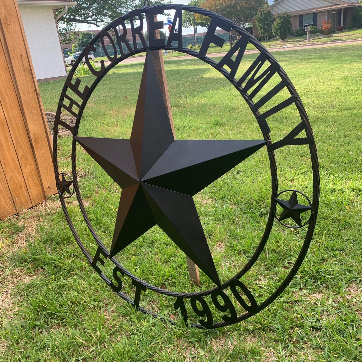 CORREA FAMILY STYLE CUSTOM FAMILY NAME STAR METAL BARN STAR ROPE RING WESTERN HOME DECOR RUSTIC HANDMADE 24",32",34",36",40",42",44",46",50"