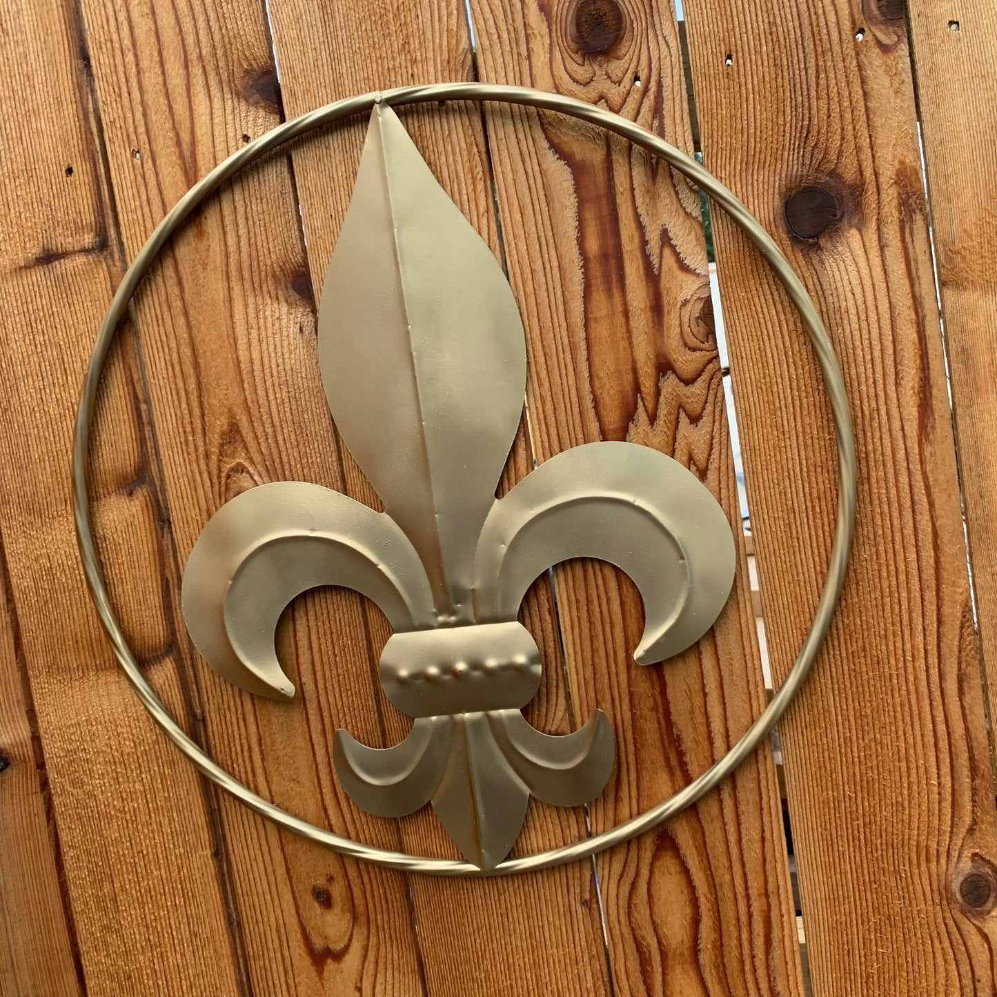 24" GOLD FLEUR DE LIS METAL SIGN WESTERN HOME DECOR HANDMADE NEW ART #EH10149