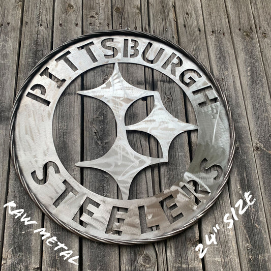 PITTSBURGH STEELERS CUSTOM RAW METAL VINTAGE CRAFT TEAM SIGN HANDMADE