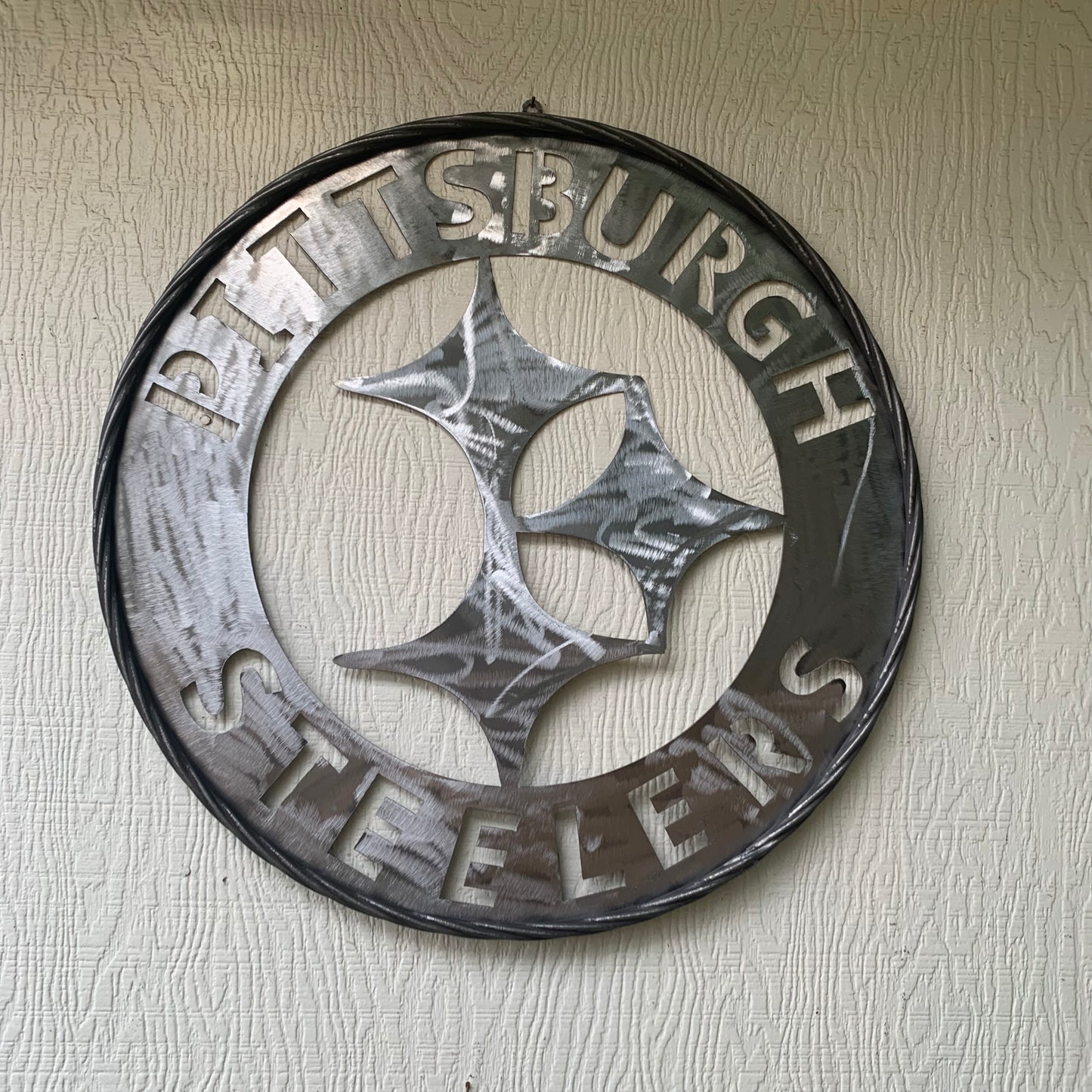 PITTSBURGH STEELERS CUSTOM RAW METAL VINTAGE CRAFT TEAM SIGN HANDMADE