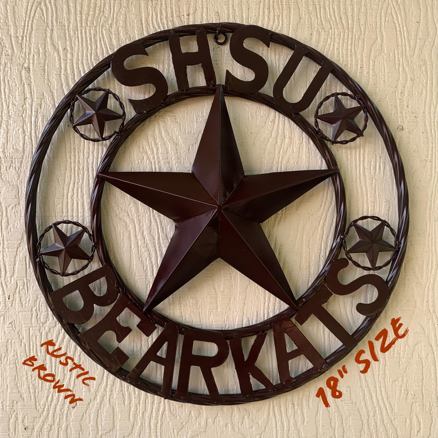 18" SHSU SAM HOUSTON BEARKATS RUSTIC BRONZE COPPER METAL CUSTOM VINTAGE CRAFT RUSTIC BROWN TEAM STAR HANDMADE
