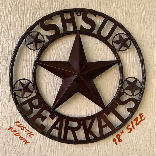 18" SHSU SAM HOUSTON BEARKATS RUSTIC BRONZE COPPER METAL CUSTOM VINTAGE CRAFT RUSTIC BROWN TEAM STAR HANDMADE