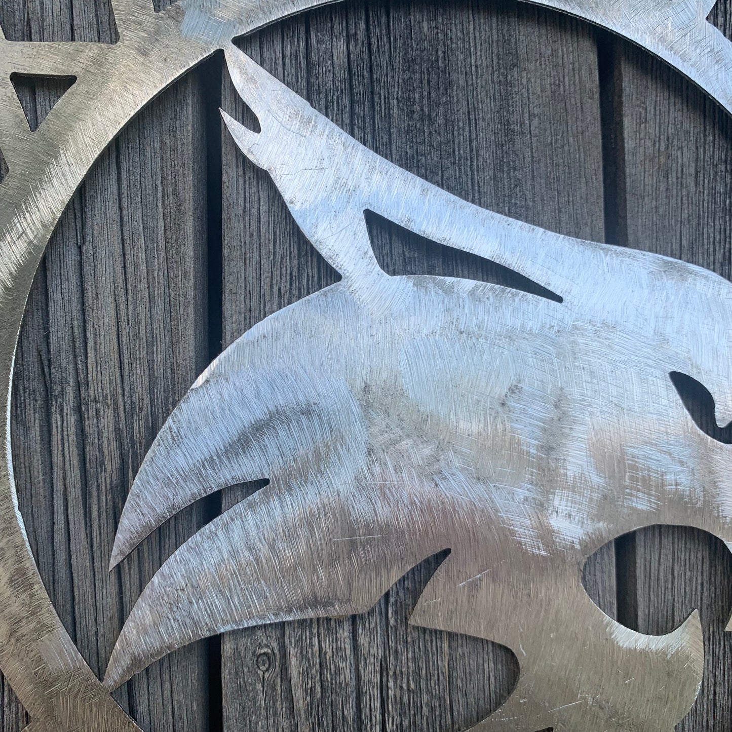 12" TEXAS STATE BOBCATS CUSTOM RAW METAL VINTAGE CRAFT SIGN TEAM ART HANDMADE IN TEXAS