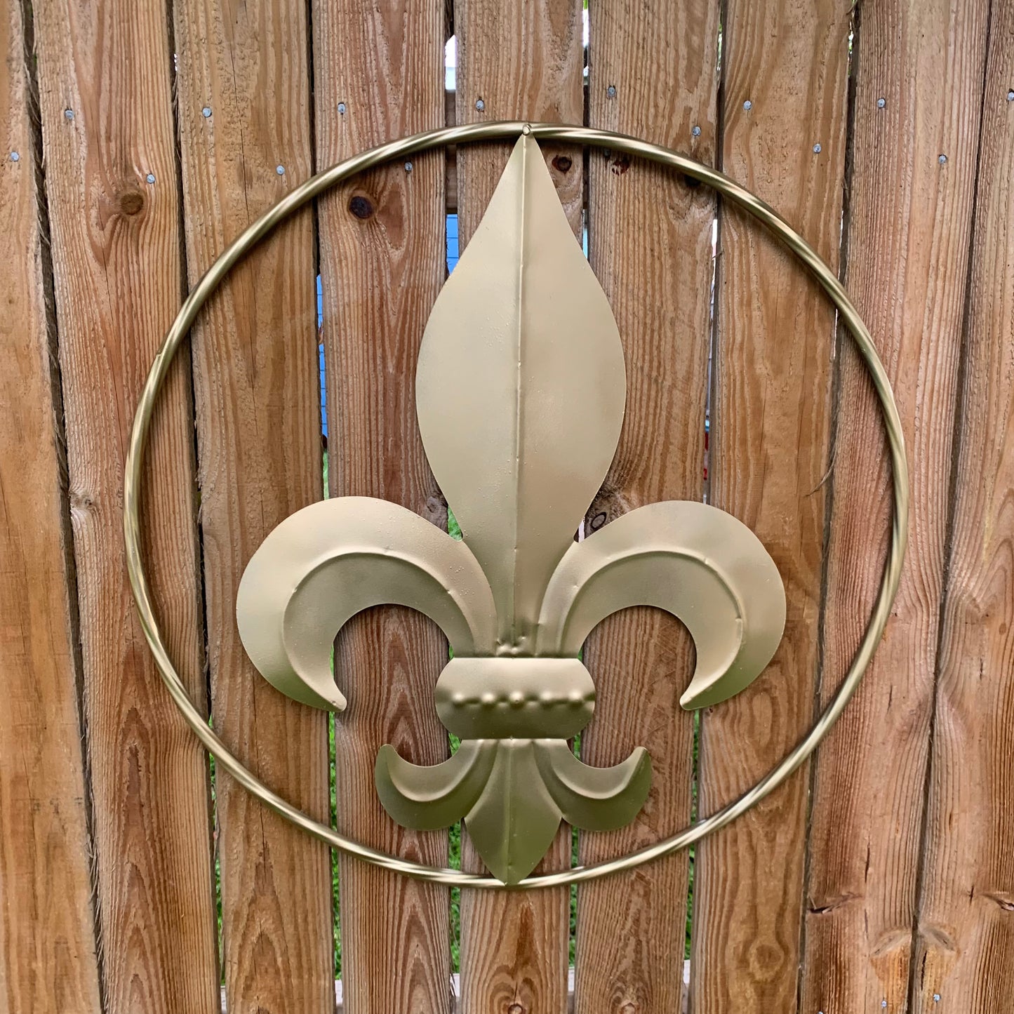 24" GOLD FLEUR DE LIS METAL SIGN WESTERN HOME DECOR HANDMADE NEW ART #EH10149