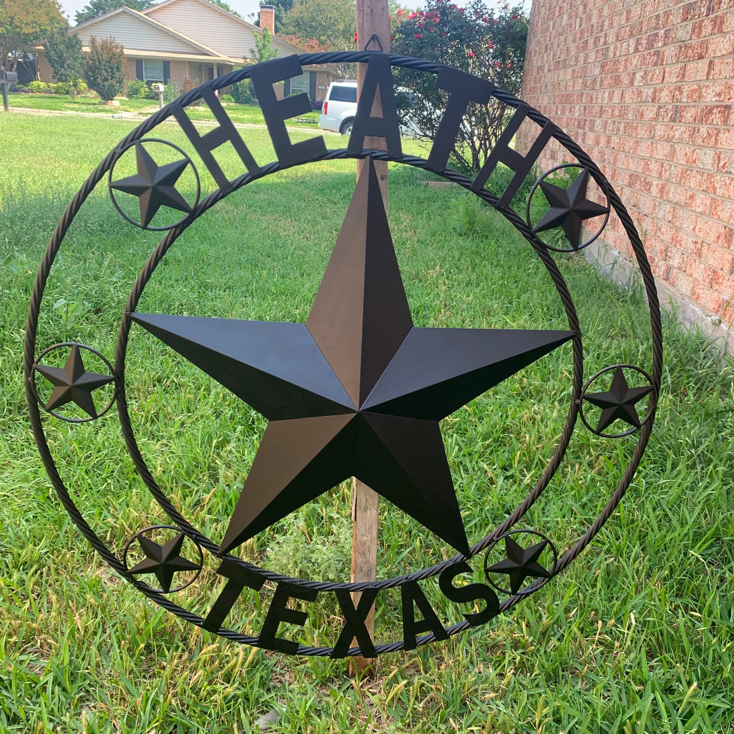 HEATH TEXAS STYLE CUSTOM STAR NAME BARN METAL STAR 3d TWISTED ROPE RING WESTERN HOME DECOR HANDMADE RUSTIC BLACK 24",32",34",36",40",42",44",46",50"