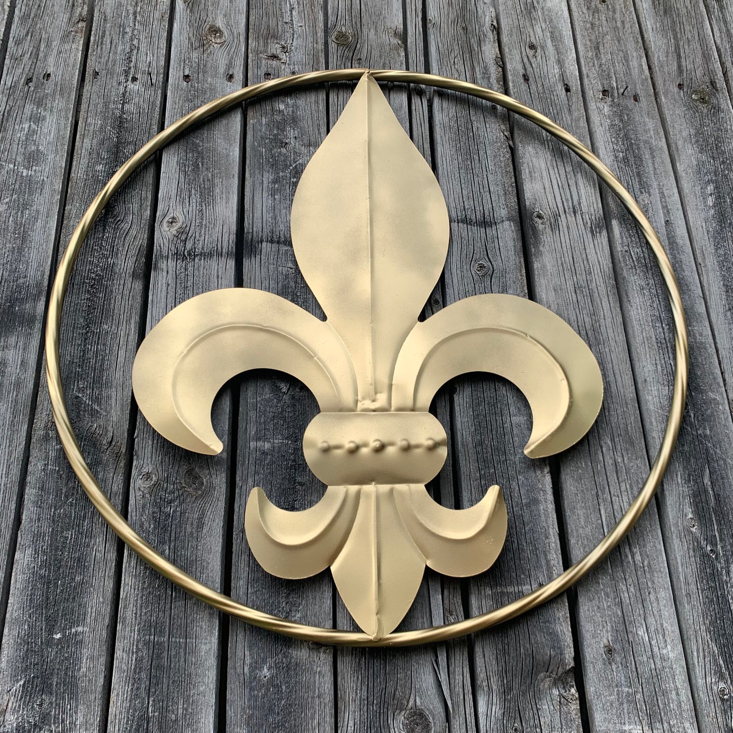 24" GOLD FLEUR DE LIS METAL SIGN WESTERN HOME DECOR HANDMADE NEW ART #EH10149