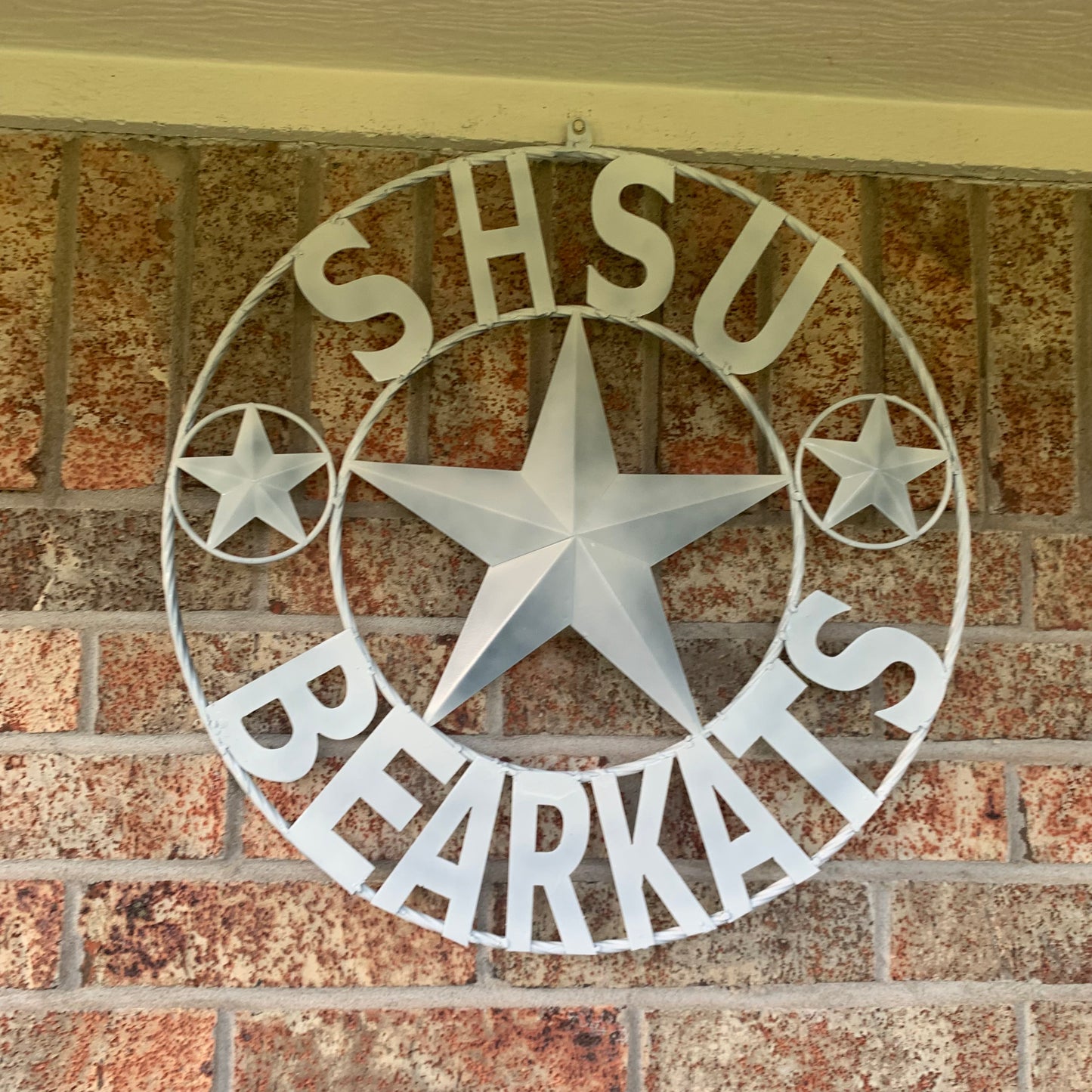 24",32" SHSU SAM HOUSTON BEARKATS RUSTIC WHITE METAL CUSTOM VINTAGE CRAFT RUSTIC BLACK TEAM STAR HANDMADE