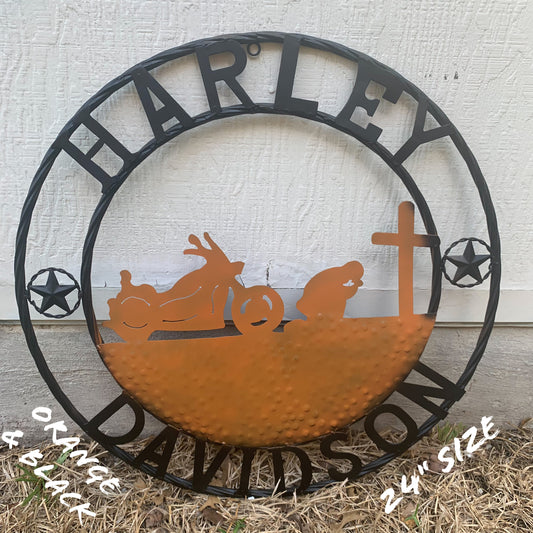 24",32" HARLEY DAVIDSON CUSTOM METAL VINTAGE CRAFT SIGN WESTERN HOME DECOR HANDMADE