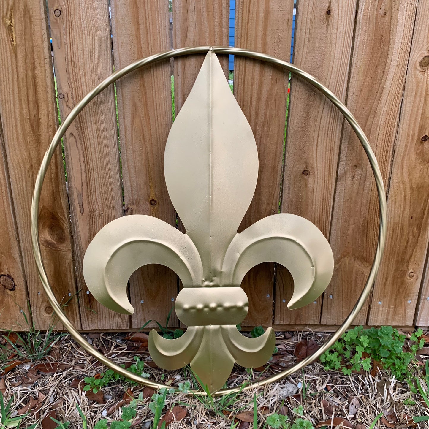 24" GOLD FLEUR DE LIS METAL SIGN WESTERN HOME DECOR HANDMADE NEW ART #EH10149
