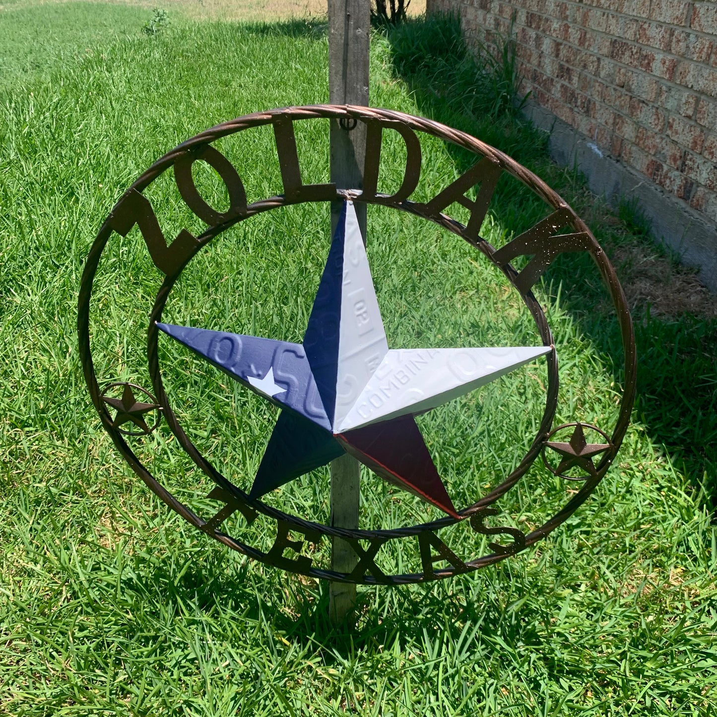 ZOLDAK TEXAS TX LICENSE PLATE STAR STYLE CUSTOM NAME STAR WITH TWISTED ROPE RING METAL WALL ART WESTERN HOME DECOR HANDMADE